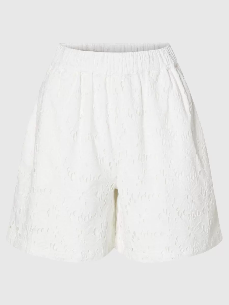 SELECTED BRODERIE ANGLAISE SHORTS White Outlet