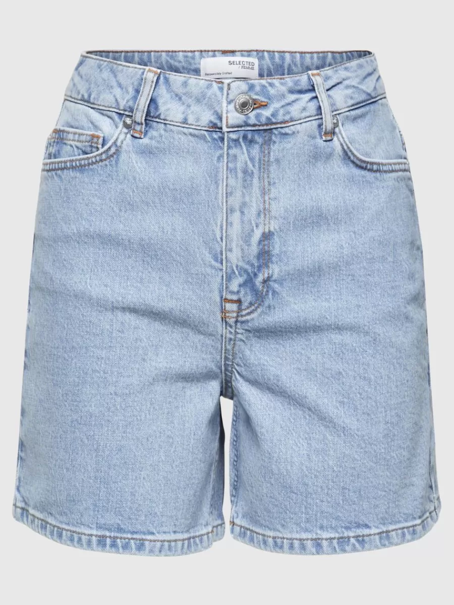 SELECTED HÖG MIDJA JEANSSHORTS Blue Store