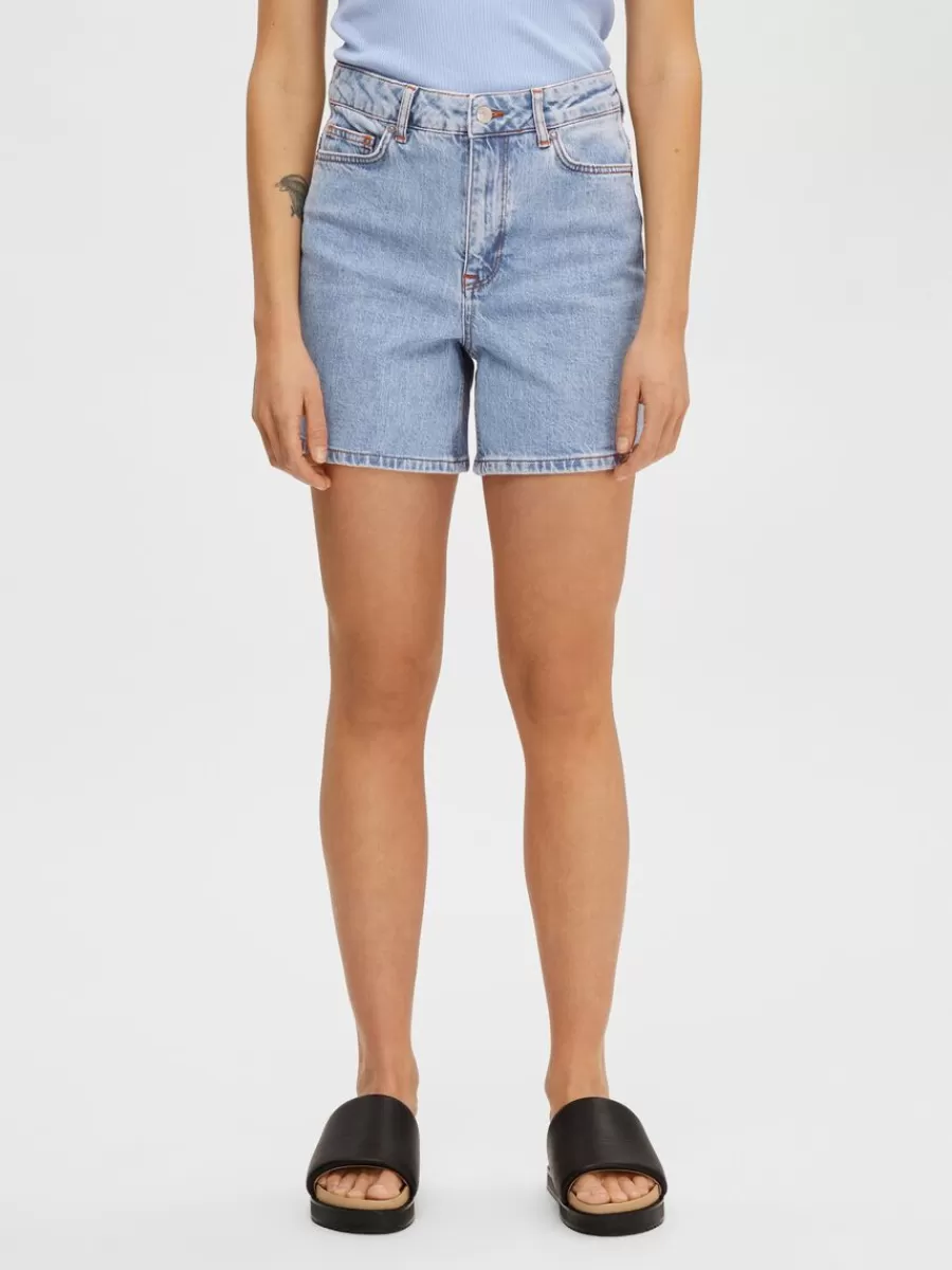 SELECTED HÖG MIDJA JEANSSHORTS Blue Store